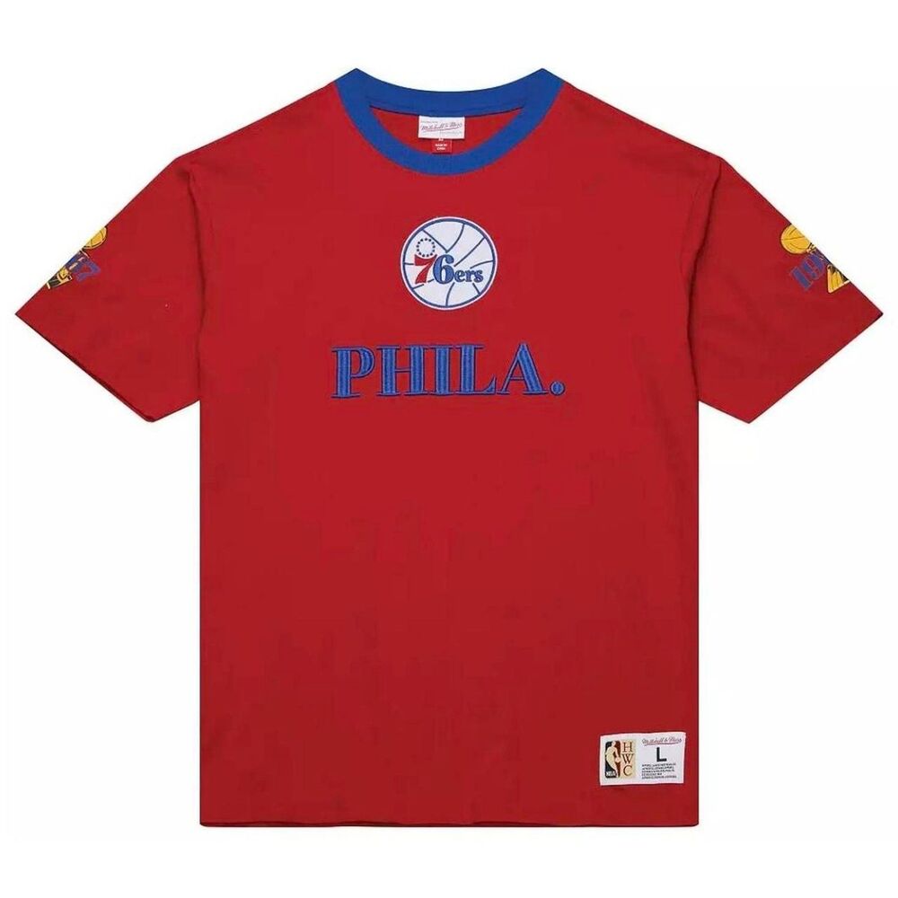 Mitchell & Ness Philadelphia 76ers PHILA Team OG 3.0 Vintage Red T-Shirt NWT HWC